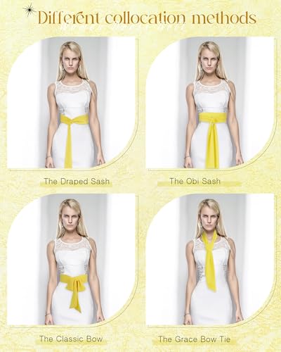 Image of Glitopper Women Chiffon Sash Belt Dress Sash Waist Bridal Wedding Belt 50s Accessories 3'' Wide