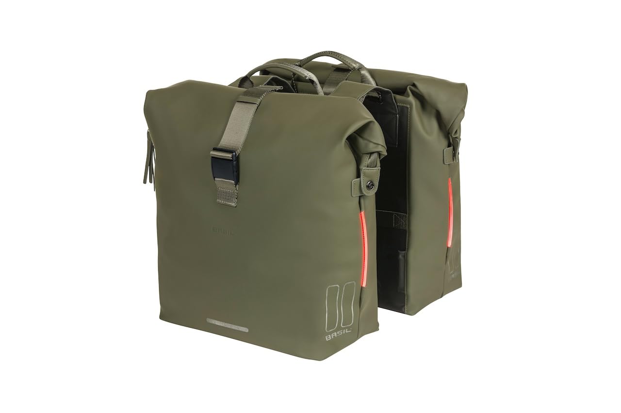 Basil Double Bicycle Bag Soho Northern Light Moss Green 41 litres PU