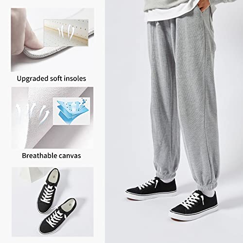 Women Canvas Sneaker Slip On Non Slip Casual Shoes Lace Up Canvas Low Top White Shoes Loafers For Women Fashion Black Sneaker #TOP3