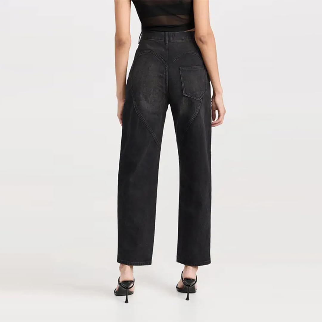 Women's Y2k Baggy Ripped Jeans High Waist Loose Rhinestone Distressed Wide Leg Pants for Women Streetwear - Image 5