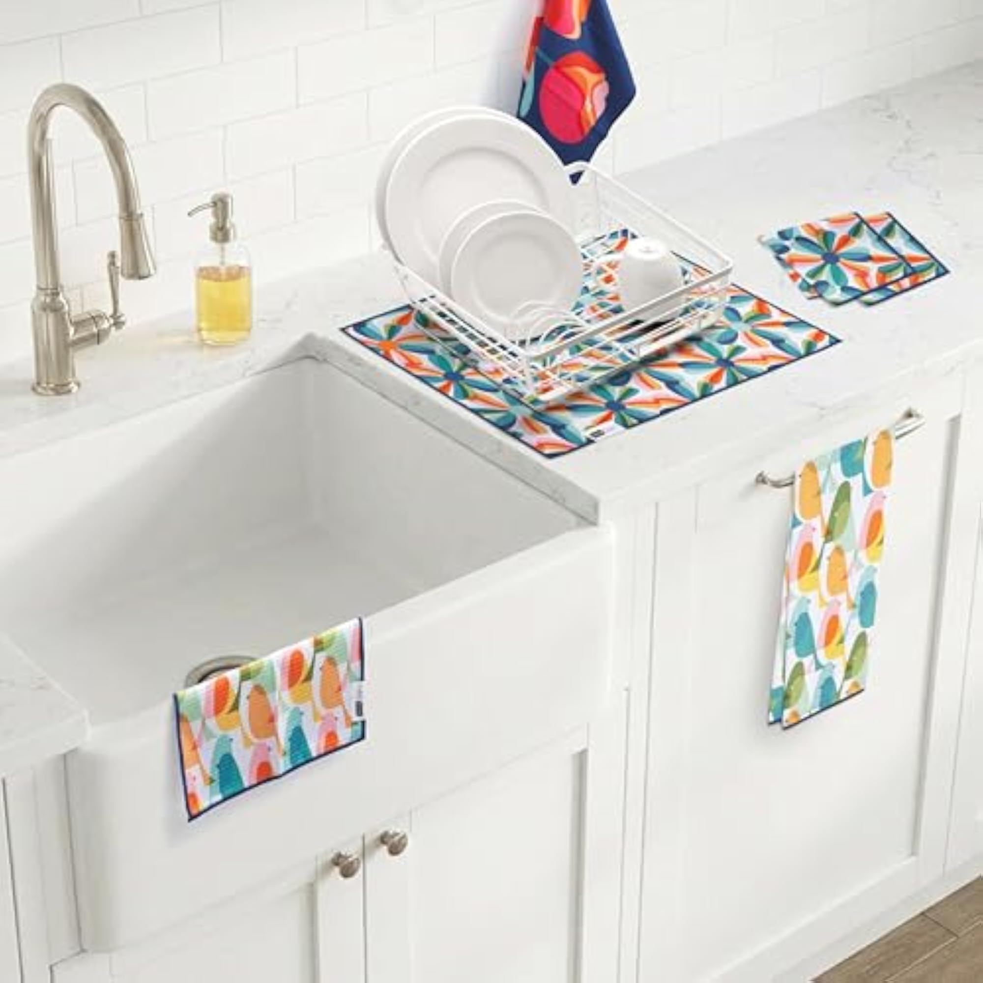 Waffle Microfiber Kitchen Towel 2pc Set, Floral Design Gift