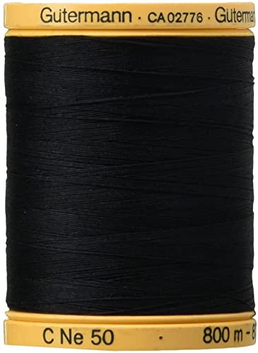 Gutermann Hilo de Algodón Natural 800m Negro miniatura 1