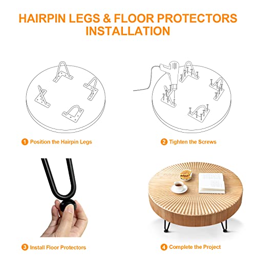 Ironalita 10 Inch Hairpin Legs For Furniture Set Of 4, Heavy Duty Industrial Metal Table Legs With 3/8 Inch Black Solid Iron thumb #6