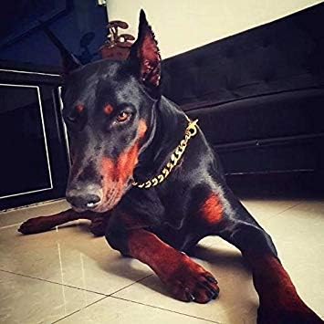 Miniatura 3 de Loveshine Collar de cadena para perro de oro de 18 quilates, cadena de eslabones cubanos de metal de acero inoxidable resistente para perros