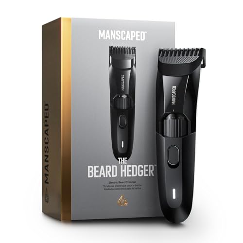 MANSCAPED® The Beard Hedger® Men's Premium Beard Trimmer, 20 Length Adjustable Blade Wheel, Stainless Steel T-Blade for Precision Facial Hair Trimming, Cordless Waterproof Wet/Dry Clipper