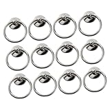 BAZEITFLOW 12 Piezas Tiradores de Puerta Agujero Anillos Circulares de Aleación de Zinc para Cajón Armario Cómodos y Decorativos Color Plata