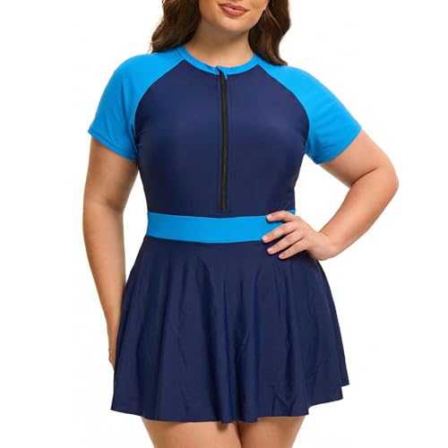 Traje de baño de dos piezas con cremallera frontal y mangas protectoras 7