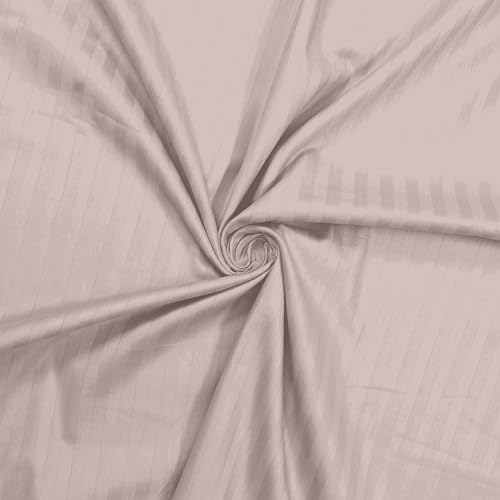 Image of Divine Casa 100% Cotton King Size Bedsheet 210 TC Italian Stripe | Soft Breathable Luxury Bed Sheet with 2 Pillow Covers | Elegant Stripe Bedding Set for Bedroom | 275 x 275 cm (Coffee, Striped)