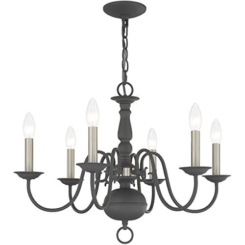 Image of Livex Lighting 6-Light Chandelier, Scandinavian Gray