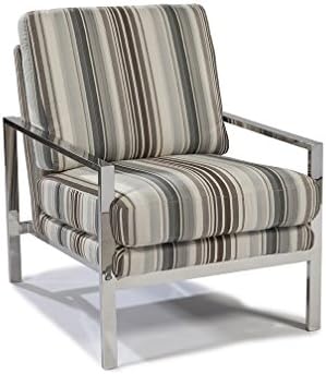 Lazzaro Leather Tranquility Collection Muti-Colored Striped Fabric Chair, Grey Stripe