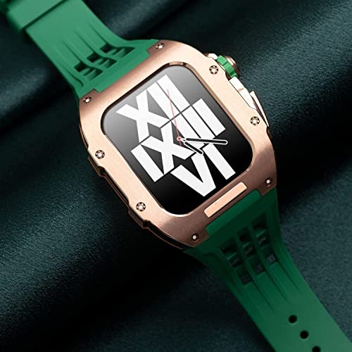 Boîtier en acier inoxydable Apple Watch SE 8 7 bracelet caoutchouc - 4