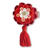 Sweet Mommy 日本製 ベビー ヘアアクセサリー 藤下がり つまみ細工 鶴 ちりめん 髪飾り 袴 ロンパース 女の子 着物 お食い初め お宮参り [クリップ]段菊/レッド