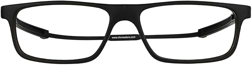 Miniatura 2 de Clic Gafas de lectura magnéticas, lectores de computadora, lente reemplazable, patillas ajustables, ejecutivo de tubo, negro mate, aumento de 2.00)