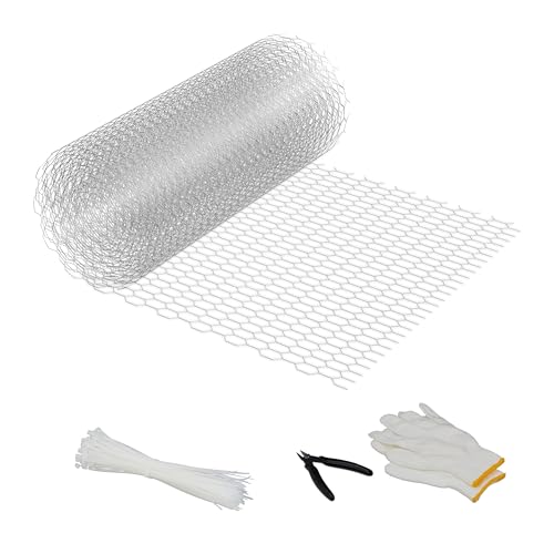 Relaxdays Maschendrahtzaun, 40 cm x 10 m, Drahtgeflecht 15 x 25 mm, Heim & Garten, verzinkt, Hasendraht, Stahl, silber