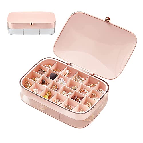 Joyero, gran capacidad, doble capa, almacenamiento de aretes, estuche para anillos, compacto, portátil, soporte para accesorios, separadores ajustables, estuche de joyería, almacenamiento de