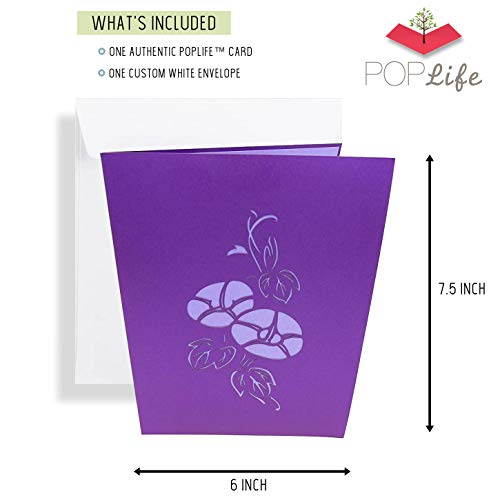 PopLife Purple Morning Glory 3D Pop Up Mother's Day Card - Flower Anniversary, Happy Birthday, Thank You, Valentine's Day - for Mom, Daughter, Sister, Wife, Grandma, Step-mom - Image 6
