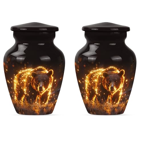 Image of Bear Urn - Mini Urn - Funeral Cremation Urns for Ashes - Urns for Human Ashes Adult Male Dad - Cremation Companion Urns - Adult Urns for Men (3 inch Pack of 2)