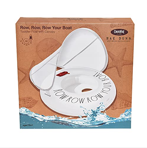 Rae Dunn Toddler Float With Canopy By Coconut Float Row Row Row Your Boat Theme - Child Sized Inflatable Raft & Durable Water Toy - Stable Ride-On For Summer Parties & Swim Events #TOP2