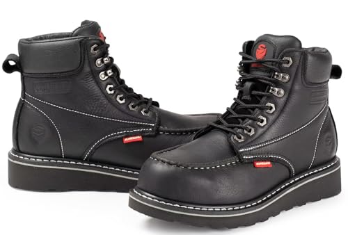 Image of SUREWAY 6 inch Mens Heavy Duty Soft /Composite /Steel Toe Work Boots for Men,Comfortable & Durable,GoodyearWelt,Full Grain Leather,Oil /Slip Resistant,Wedge Moc Toe Industrial Construction Boots /Shoes