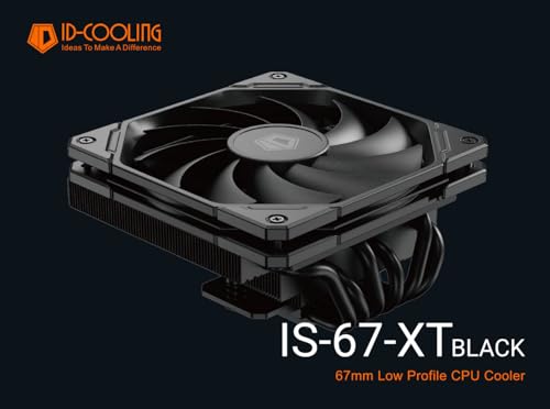 ID-COOLING IS-67-XT BLACK 67mm Height Low Profile CPU Cooler 6 Heatpipes CPU Air Cooler for HTPCs, ITX, and Small Form Factor Builds, 120x15mm Slim Fan, Support Intel LGA1700/1200/115X, AMD AM5/AM4 - Image 8