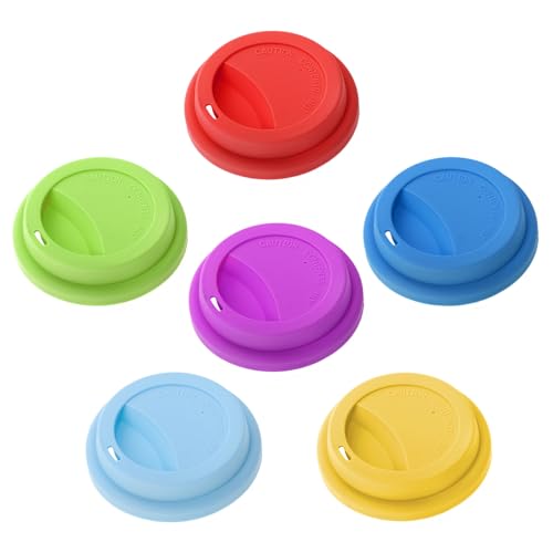 Aspire Lot de 6 couvercles de Tasse de Couvercle à Boire en Silicone couvercles de Tasse à café réutilisables