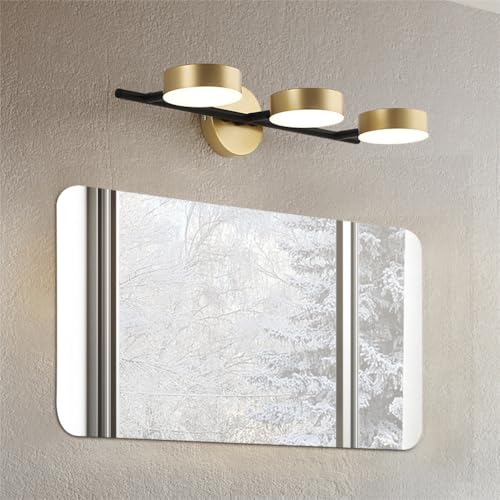 XINYASEE Applique murale moderne triple pour salle de bain, 8-12 W, LED dorée, design à trois têtes, idéale pour les miroirs de salle de bain, les chambres et les salons(3 têtes) – vue 5