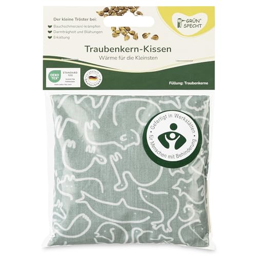 GRÜNSPECHT Traubenkern-Kissen 12x12cm Wärmekissen für Babys & Kleinkinder bei Blähungen & Bauchschmerzen