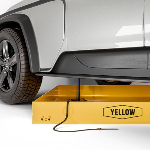 Image of Yellow Safety: 4ft x 4ft x 6in Yellow - Secondary Containment Berm, Spill Containment Tray, Thick PVC; Oil Spill, Lab Spill and Mining Spill, Concrete Spill