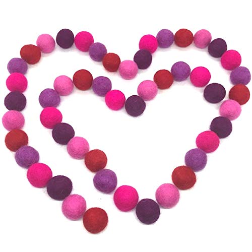 Wildflower by hu hands Hot Love Pink & Purple Felt Balls | (50) Pom Poms Hand Felted in Nepal from 100% NZ Wool for Crafts, Garland, Felting, Decor | .8-1 Inch Pompoms | Muslin Bag Included - Image 9