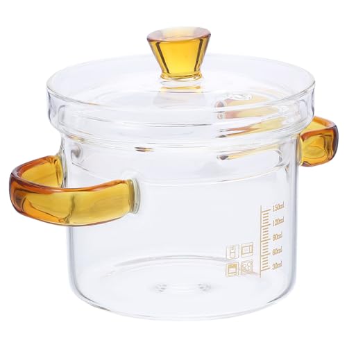UPKOCH Glass Cooking Pot with Lid Stovetop Pot Glass Saucepan Simmer pourri Simmer with Lid Borosilicate Cookware for Soup Milk Pasta Noodles 400ml