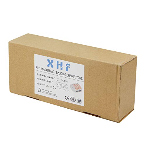 Image of 100 Pcs Lever Connectors Nuts 4 Conductor Combination Compact Wire Connectors Fast Connection Terminal 28-12 AWG Suitable for Multiple Types (Pack of 2)