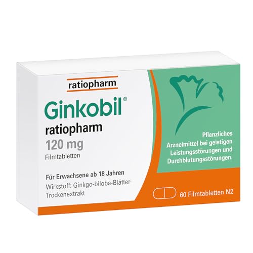 Ginkobil ratiopharm 120 mg Filmtabletten stärken die Gedächtnisleistung und Konzentrationsleistung* mit dem Extrakt aus Ginkgo biloba 60 Filmtabletten