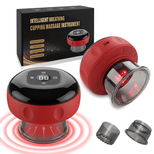 baoinse 7-in-1 Smart Dynamic Cupping Therapy Set, 12 Levels Electric Cupping Massager with Heat and Red Light Therapy, Portable Cupping Kit for Back Pain Relief, Muscle Soreness and Knots (1 Pack)