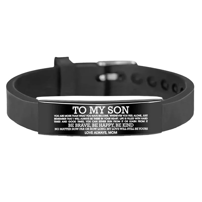 See full amazon price history chart for M Men Style To My Son Be Brave Be Happy Be Kind Love Mom Wristband Black Silicone Bracelet For Men And Women Br04 M Men Style To My Son Be Brave Be Happy Be Kind Love Mom Wristband Black Silicone Bracelet For Men And Women Br04 (B0CQT1F6R4) Amazon Price History, Amazon Price Tracker