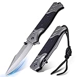 Rolgno Navaja, Cuchillo Plegable de Acero Inoxidab...: 【Calidad Inmejorable】: Fabricada con acero inoxidable 3Cr13 de primera calidad, nuestra navaja plegable para exteriores cuenta con una hoja afilada, duradera, resistente a la corrosión y desgaste, diseñada para durar en el tiempo. El mango resistente...