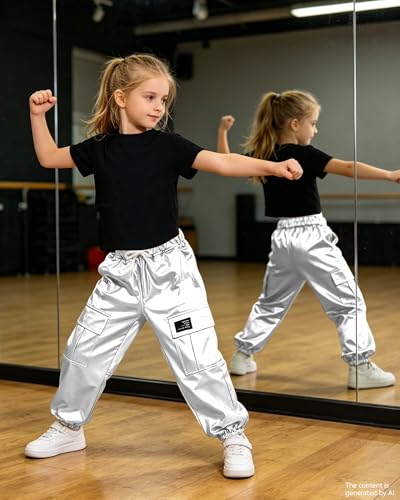 Image of SANGTREE Girls' 2 Piece Outfits T-Shirt and Drawstring Cargo Jogger Pants Clothing Set, 4-14 Years