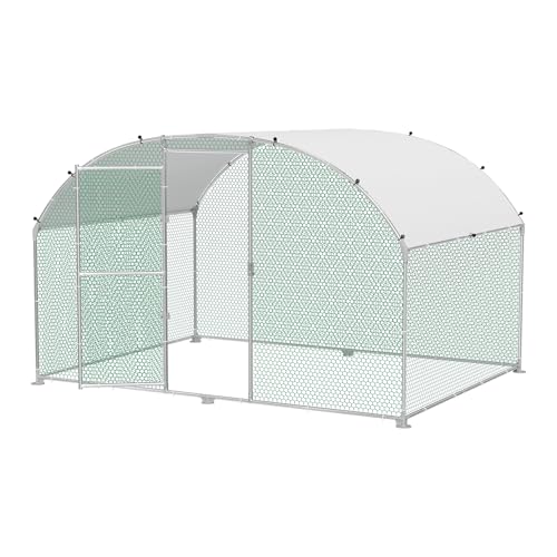 VA Cerulean Gallinero de 3 x 2 x 2 m, marco de acero galvanizado, gallinero, diseño de arco con protección solar, jaula para pollos, patos, animales pequeños