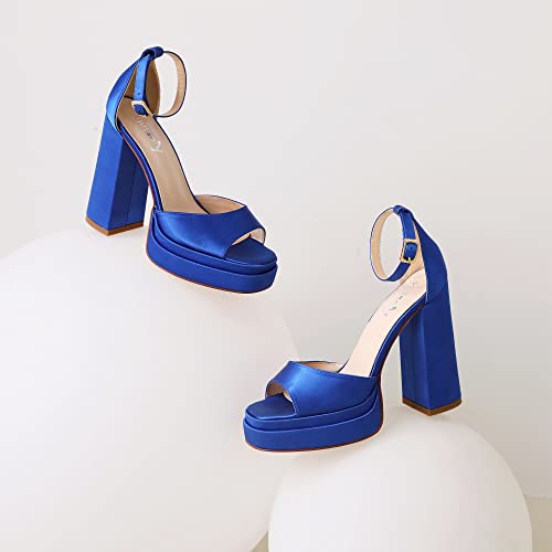 vivianly Women's Platform High Chunky Heels Sandals Open Toe Block Heeled Sandals Ankle Strap Pumps Party Dress Wedding4