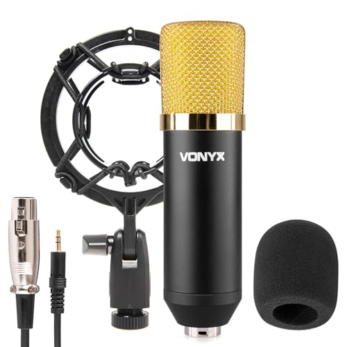 VONYX CM400 Microphone à Condensateur Noir et Or - Microphone de Studio, Grand Diaphragme, pour Chant et Instruments, Faible Distorsion, SPL Élevé, Prise...