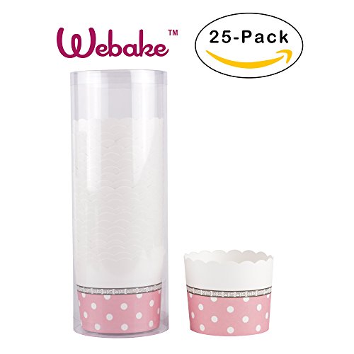 Webake Large Paper Baking Cups, 6Oz Cupcake Muffin Cases Jumbo Cupcake Liners, Set Of 25 Pink Cupcake Liners For Valentine's Day, Wedding #TOP2