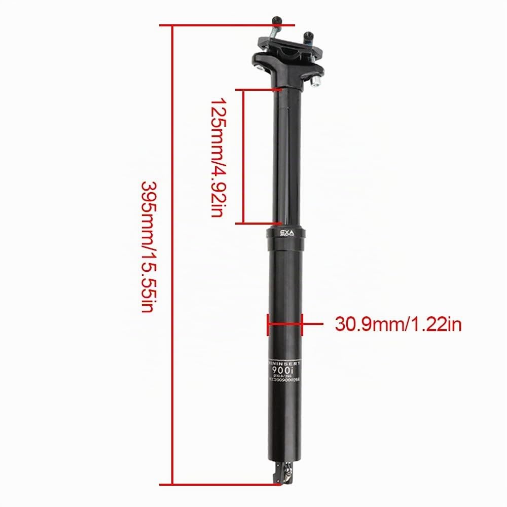 Fahrrad Dropper Sattelstütze, 30,9/31,6mm MTB Hydraulische Erwachsene Teleskopsattelstütze, Interne Zugführung Dropper Post für E-Bike/Rennrad, 100/125 mm Federweg, 395mm /345mm Längen