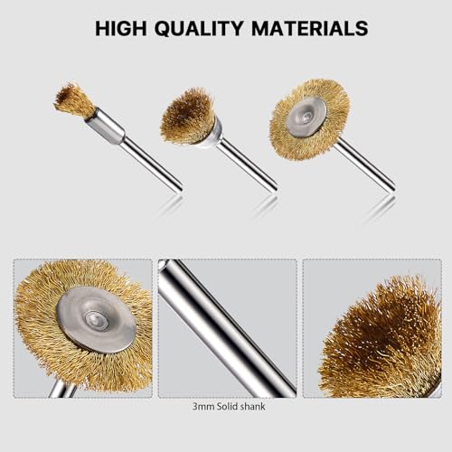 Image of 15 Pieces Copper Wire Brushes, Wire Brush Wheel, Mini Brass Brushes for Dremel Rotary Tools (1 /8 Inch Mandrel)