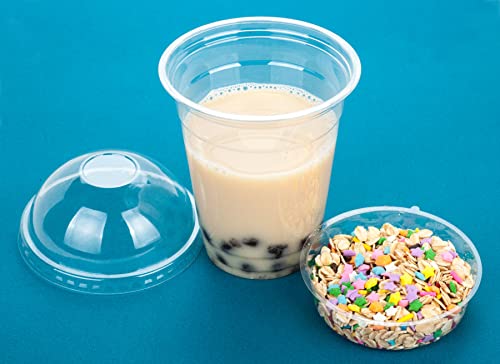 Image of Golden Apple Cup series, 12oz Clear Plastic cups + 2oz insert with Dome lids no hole 50sets