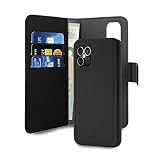 Puro Book Case, 2 en 1; Couverture Amovible; en éco-Cuir Compatible avec la Fermeture magnétique iPhone 12-12 Pro; 3 Pochettes Noires pour Cartes