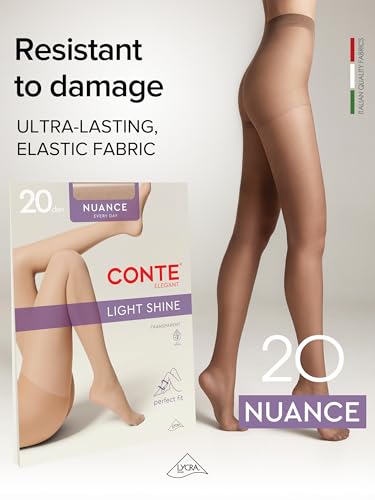 Image of Conte Control Top Tension Sheer Pantyhose Tights with Silky Matte Effect Nuance 20 Den