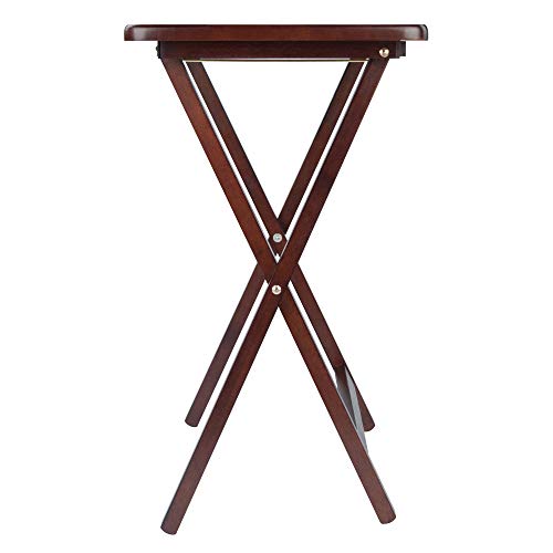 Image of Winsome Alex Set of 4 Foldable Snack Tables, Walnut, 26 inch | Easy to Store Portable Fold Up Table Set for Kitchen, Living Room TV Dining, Crafts, Puzzles, Work From Home