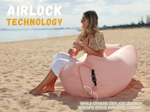 Image of WEKAPO Inflatable Couch Air Lounger Chair - Camping & Beach Accessories, Portable Blow up Sofa for Hiking, Lawn, Indoor /Outdoor Movies & Music Festivals. Lightweight and Easy to Set Up Air Hammock