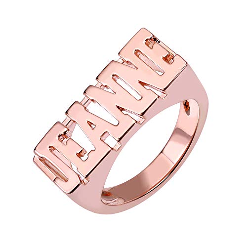 AILIN 925 Sterling Silver/Brass Name Ring Personalized Year Initial Statement Rings Gold/Rose Gold Color Party Birthday Jewelry With Gifts Box For Men Women3