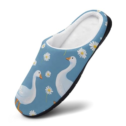 Goose Print Cotton Slippers for Women Warm Slippers Anti Slip House Shoes3