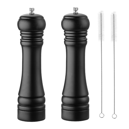 BINHAI Black Set Salt Pepper Mill,Wooden Pepper Grinder Manual Mills